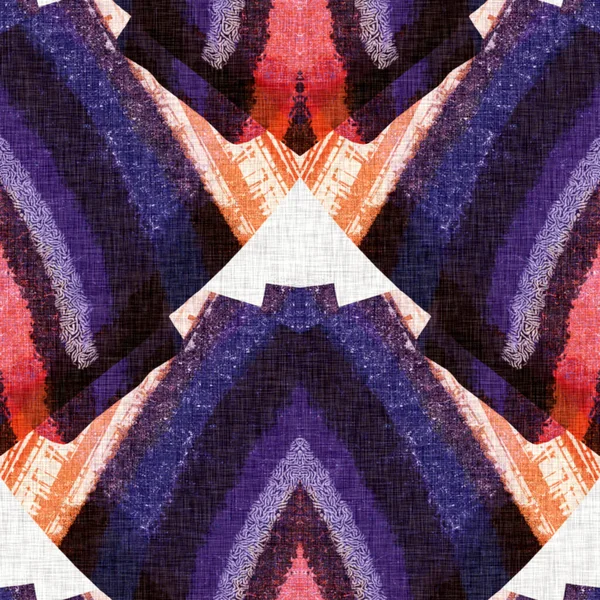 Modèle de style kaléidoscope rétro coloré des années soixante. Fond textile vintage moderne en tissu. Fun funky effet sérigraphie tissé. Effet de symétrie complexe pour l'ameublement de carreaux de conception allover. Échantillon — Photo