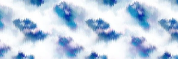 Fondo de textura de lino de franja de borde moteado azul océano. Estilo de vida costera de verano efecto de tela de agua ondulada. Material de borde de sangrado de lavado azul blu. Tejido decorativo sin costura patrón cinta de ajuste. —  Fotos de Stock