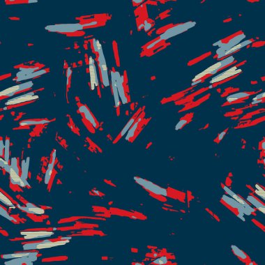 Klasik deniz mavisi, kırmızı, sarı, dikişsiz doku. Modern retro-yüzme modadan izler giyer. Memphis tarzı maskülen grunge soyut arka plan. Yüksek kaliteli jpg kumaşı.