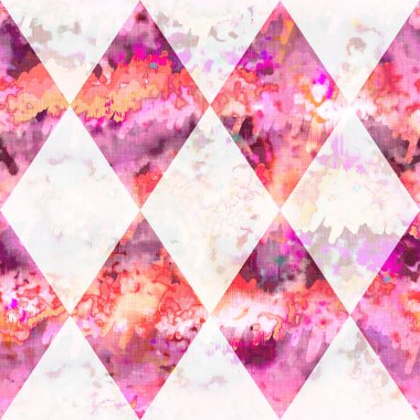 Elmas damalı yaz kravatlı batik plaj desenli. Kusursuz lekeli palyaço kontrol alanı boyalı efekt moda. Yıkanmış yorgan yaması yumuşak döşeme arka planı. 