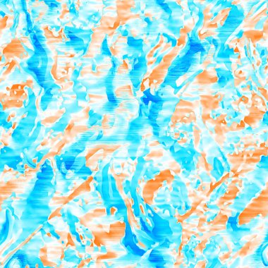 Dalgalı yaz boyası arka planı. Plaj mayosu için farklı renk karışımı, modaya uygun moda baskı. Boho dijital suluboya efekti damlatıyor. Yüksek çözünürlüklü, kusursuz desen materyali.