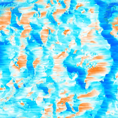 Dalgalı yaz boyası arka planı. Plaj mayosu için farklı renk karışımı, modaya uygun moda baskı. Boho dijital suluboya efekti damlatıyor. Yüksek çözünürlüklü, kusursuz desen materyali.