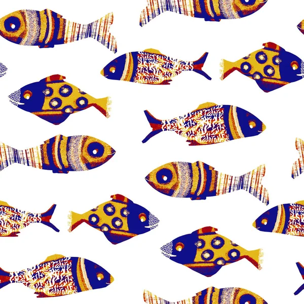 Patroon bloemen sardine festival vis naadloos patroon. Gestileerde aquarel st Anthony partij bloem vissen effect. Zomer voedsel achtergrond. grillig Lissabon met de hand getekend voedselfestival geïsoleerd ontwerp. — Stockfoto