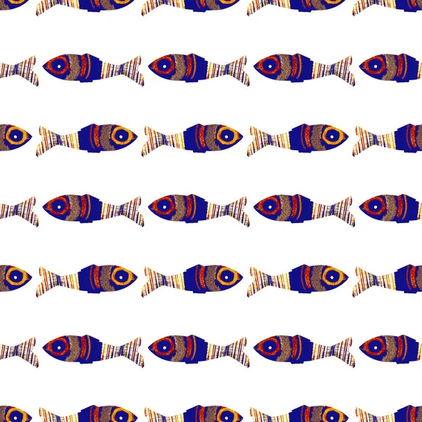 Цветочные образцы рыб на фестивале сардин. Стилизованная акварель с эффектом цветковых рыбок. Летняя еда. Изолированный лиссабонский фестиваль продуктов питания ручной работы. — стоковое фото