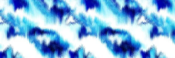 Ocean blå fläckig gräns remsa linne textur bakgrund. Sommar kust levande stil vågigt vatten tyg effekt. Azure blu tvätta blödande kant material. Dekorativ textil sömlös mönster band trim. — Stockfoto