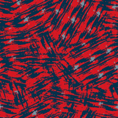 Klasik deniz mavisi, kırmızı, sarı, dikişsiz doku. Modern retro-yüzme modadan izler giyer. Memphis tarzı maskülen grunge soyut arka plan. Yüksek kaliteli jpg kumaşı.