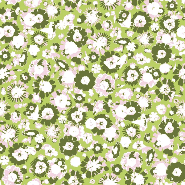 Kolorowe retro akwarela kwiatowy sześćdziesiąty styl bezszwowy wzór. Nowoczesne zabawy vintage doodle kwiat pościel tło. Zabawa lato boho ogród kwiat rysunek dla plaży i stroje kąpielowe mody. — Zdjęcie stockowe