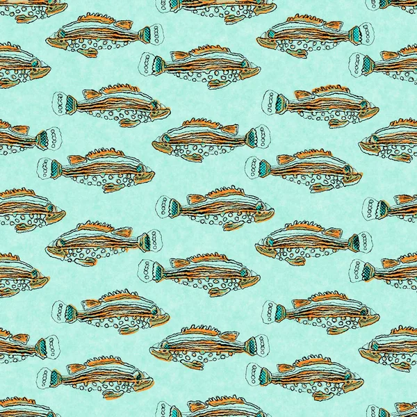 Banc de sarcelle de corail de lin de poisson laver fond nautique. Échantillons de tissu de style côtier d'été. Sous la vie marine poissons tropicaux matière. motif sans couture textile teint récif vert 2 tons. — Photo