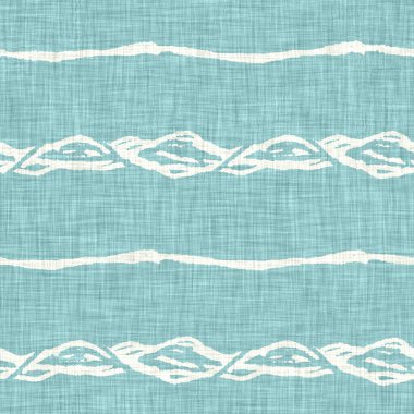 Ege deniz mavisi çizgili desenli keten desenli arka plan. Yazlık yaşam tarzı ev dekorasyonu efekti. Deniz yeşili yıkama grunge dalga çizgisi bulanık. Dekoratif tekstil dikişsiz desen