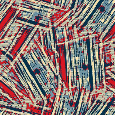 Klasik deniz mavisi, kırmızı, sarı, dikişsiz doku. Modern retro-yüzme modadan izler giyer. Memphis tarzı maskülen grunge soyut arka plan. Yüksek kaliteli jpg kumaşı.