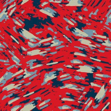 Klasik deniz mavisi, kırmızı, sarı, dikişsiz doku. Modern retro-yüzme modadan izler giyer. Memphis tarzı maskülen grunge soyut arka plan. Yüksek kaliteli jpg kumaşı.