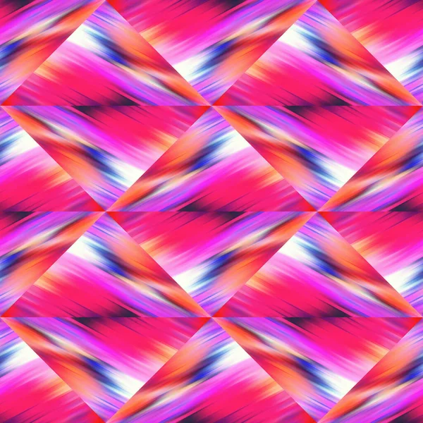 Optical glitch triangle tie dye geometric texture background. Seamless liquid flow effect patchwork grid material. Modern wet washy variegated fluid blur pattern. — Stock Photo, Image