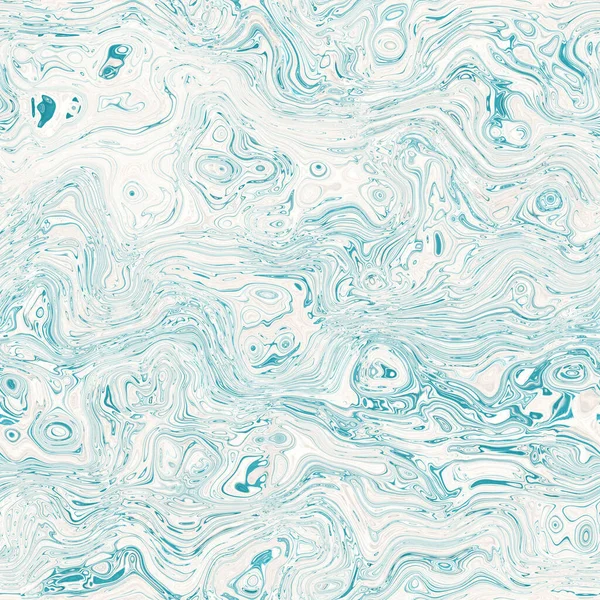 エーゲ海の真珠の斑状旋回大理石の航海テクスチャの背景。夏の沿岸の生活様式の家の装飾。液体の青い水の流れ効果染色繊維シームレスパターン. — ストック写真