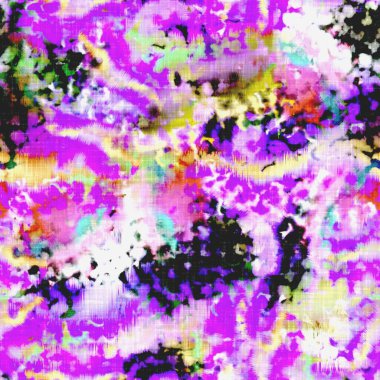 Dağınık yaz kravatlı batik plaj desenli. Kusursuz renkli lekeli uzay boyalı efekt modayı. Yumuşak döşenmiş arka plan yıkanmış. 