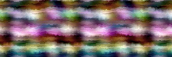 Funky summer ombre tie dye batik stripe border pattern. Seamless stain space dyed striped effect fashion trim edging. Washed out boho beach wear ribbon endless tape. — Stock Photo, Image
