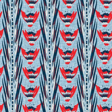 İndigo mavisi dikey kırık çizgiler, denizdeki pürüzsüz desen. Modern marin çizgili denizci baskısı. Klasik Nantucket kumaş tarzı. Yaz deniz dekoru. Hazırsı erkeksi moda baskısı.