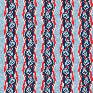 İndigo mavisi dikey kırık çizgiler, denizdeki pürüzsüz desen. Modern marin çizgili denizci baskısı. Klasik Nantucket kumaş tarzı. Yaz deniz dekoru. Hazırsı erkeksi moda baskısı.