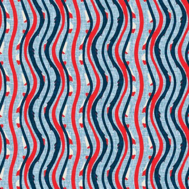 İndigo mavisi dikey kırık çizgiler, denizdeki pürüzsüz desen. Modern marin çizgili denizci baskısı. Klasik Nantucket kumaş tarzı. Yaz deniz dekoru. Hazırsı erkeksi moda baskısı.