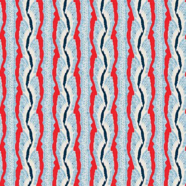 İndigo mavisi dikey kırık çizgiler, denizdeki pürüzsüz desen. Modern marin çizgili denizci baskısı. Klasik Nantucket kumaş tarzı. Yaz deniz dekoru. Hazırsı erkeksi moda baskısı.