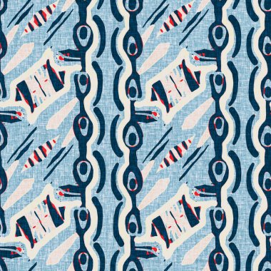 İndigo mavisi dikey kırık çizgiler, denizdeki pürüzsüz desen. Modern marin çizgili denizci baskısı. Klasik Nantucket kumaş tarzı. Yaz deniz dekoru. Hazırsı erkeksi moda baskısı.