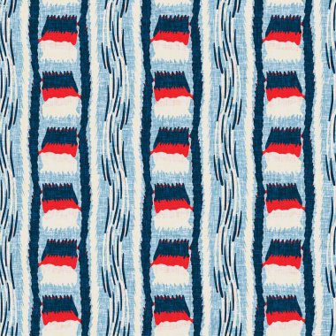 İndigo mavisi dikey kırık çizgiler, denizdeki pürüzsüz desen. Modern marin çizgili denizci baskısı. Klasik Nantucket kumaş tarzı. Yaz deniz dekoru. Hazırsı erkeksi moda baskısı.