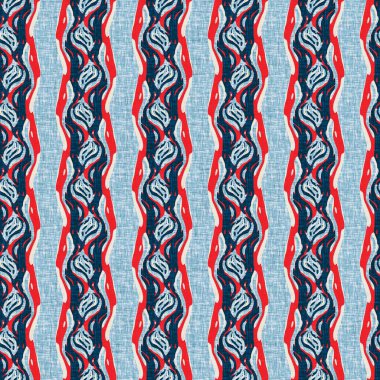 İndigo mavisi dikey kırık çizgiler, denizdeki pürüzsüz desen. Modern marin çizgili denizci baskısı. Klasik Nantucket kumaş tarzı. Yaz deniz dekoru. Hazırsı erkeksi moda baskısı.