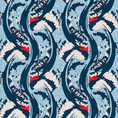 İndigo mavisi dikey kırık çizgiler, denizdeki pürüzsüz desen. Modern marin çizgili denizci baskısı. Klasik Nantucket kumaş tarzı. Yaz deniz dekoru. Hazırsı erkeksi moda baskısı.