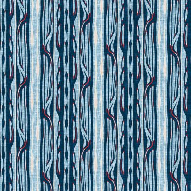İndigo mavisi dikey kırık çizgiler, denizdeki pürüzsüz desen. Modern marin çizgili denizci baskısı. Klasik Nantucket kumaş tarzı. Yaz deniz dekoru. Hazırsı erkeksi moda baskısı.