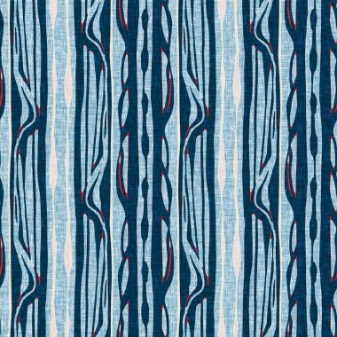 İndigo mavisi dikey kırık çizgiler, denizdeki pürüzsüz desen. Modern marin çizgili denizci baskısı. Klasik Nantucket kumaş tarzı. Yaz deniz dekoru. Hazırsı erkeksi moda baskısı.