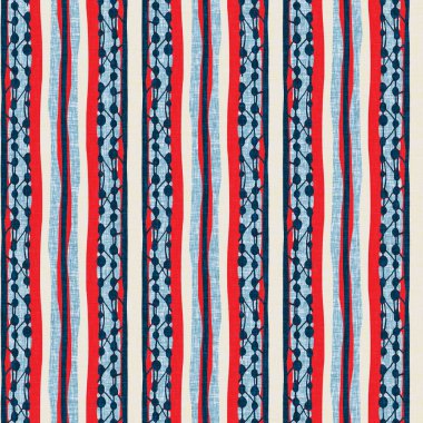 İndigo mavisi dikey kırık çizgiler, denizdeki pürüzsüz desen. Modern marin çizgili denizci baskısı. Klasik Nantucket kumaş tarzı. Yaz deniz dekoru. Hazırsı erkeksi moda baskısı.