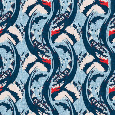 İndigo mavisi dikey kırık çizgiler, denizdeki pürüzsüz desen. Modern marin çizgili denizci baskısı. Klasik Nantucket kumaş tarzı. Yaz deniz dekoru. Hazırsı erkeksi moda baskısı.