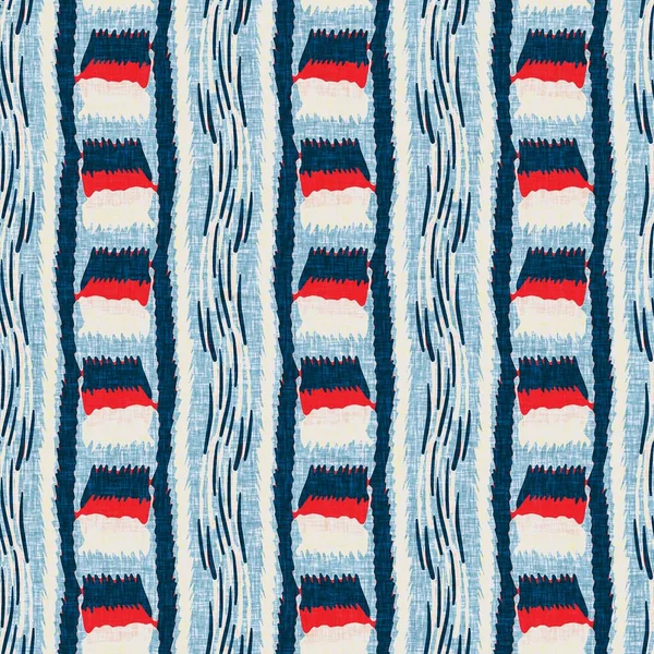Indigo modré vertikální zlomené pruhy námořní bezešvé vzor. Moderní marin line pruhovaný námořnický tisk. Klasický nantucketový textilní styl. Letní námořní výzdoba. Pikantní mužský módní tisk — Stock fotografie