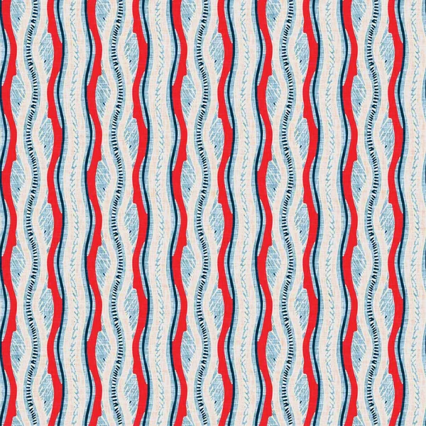 Indigo blauw verticaal gebroken strepen nautisch naadloos patroon. Moderne marinelijn gestreepte matroos print. Klassieke nantucket stof textiel stijl. Zomerse maritieme inrichting. Preppy mannelijke mode print — Stockfoto