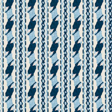 İndigo mavisi dikey kırık çizgiler, denizdeki pürüzsüz desen. Modern marin çizgili denizci baskısı. Klasik Nantucket kumaş tarzı. Yaz deniz dekoru. Hazırsı erkeksi moda baskısı.