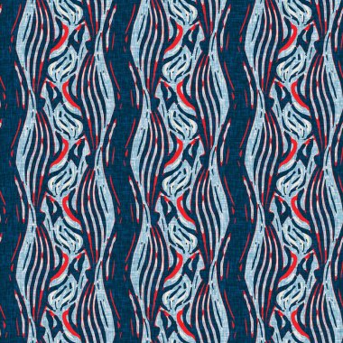 İndigo mavisi dikey kırık çizgiler, denizdeki pürüzsüz desen. Modern marin çizgili denizci baskısı. Klasik Nantucket kumaş tarzı. Yaz deniz dekoru. Hazırsı erkeksi moda baskısı.