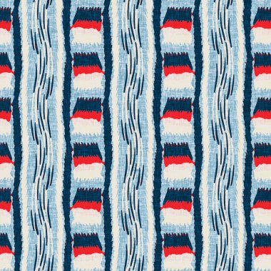 İndigo mavisi dikey kırık çizgiler, denizdeki pürüzsüz desen. Modern marin çizgili denizci baskısı. Klasik Nantucket kumaş tarzı. Yaz deniz dekoru. Hazırsı erkeksi moda baskısı.