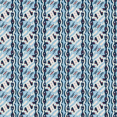 İndigo mavisi dikey kırık çizgiler, denizdeki pürüzsüz desen. Modern marin çizgili denizci baskısı. Klasik Nantucket kumaş tarzı. Yaz deniz dekoru. Hazırsı erkeksi moda baskısı.