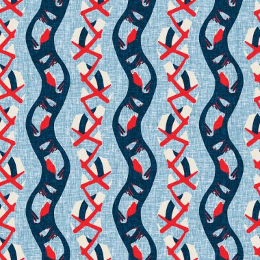 İndigo mavisi dikey kırık çizgiler, denizdeki pürüzsüz desen. Modern marin çizgili denizci baskısı. Klasik Nantucket kumaş tarzı. Yaz deniz dekoru. Hazırsı erkeksi moda baskısı.