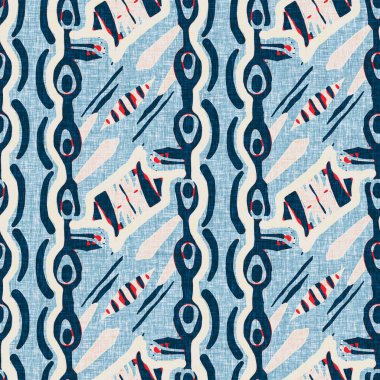 İndigo mavisi dikey kırık çizgiler, denizdeki pürüzsüz desen. Modern marin çizgili denizci baskısı. Klasik Nantucket kumaş tarzı. Yaz deniz dekoru. Hazırsı erkeksi moda baskısı.