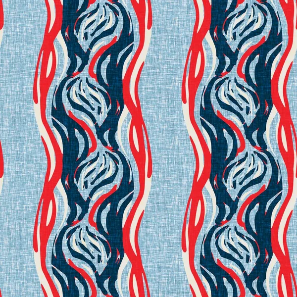 藍青垂直壊れた縞の航海シームレスなパターン。現代のマリンラインストライプセーラープリント。古典的なナンタケット生地の繊維スタイル。夏の海の装飾。プレッピー男性ファッション｜print — ストック写真