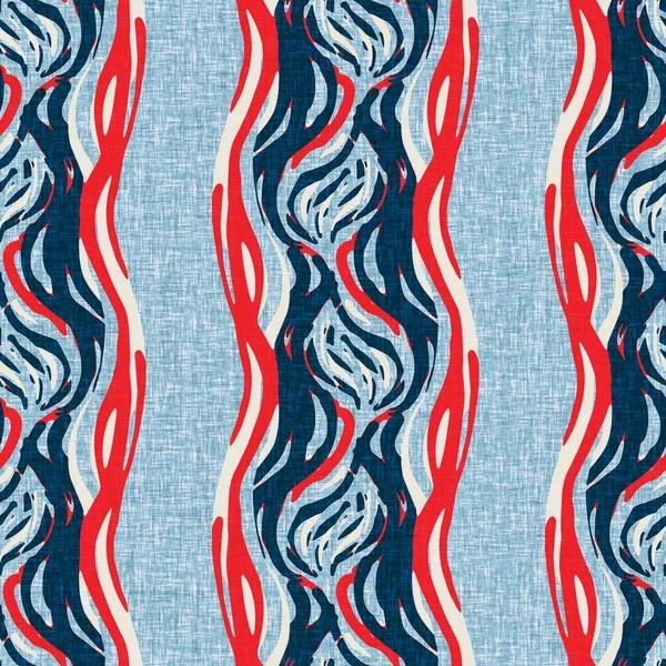 İndigo mavisi dikey kırık çizgiler, denizdeki pürüzsüz desen. Modern marin çizgili denizci baskısı. Klasik Nantucket kumaş tarzı. Yaz deniz dekoru. Hazırsı erkeksi moda baskısı.