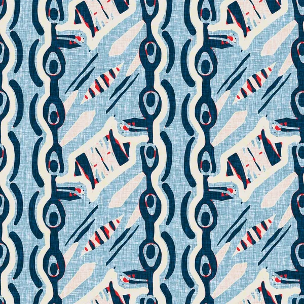 Indigo blauw verticaal gebroken strepen nautisch naadloos patroon. Moderne marinelijn gestreepte matroos print. Klassieke nantucket stof textiel stijl. Zomerse maritieme inrichting. Preppy mannelijke mode print — Stockfoto
