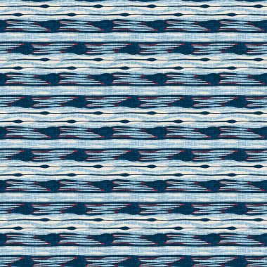 İndigo mavisi yatay kırık çizgili, denizdeki pürüzsüz desen. Modern deniz hattı çizgili denizci baskısı. Klasik Nantucket kumaş tarzı. Yaz deniz dekoru. Hazırsı erkeksi moda baskısı.