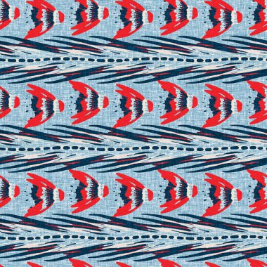 İndigo mavisi yatay kırık çizgili, denizdeki pürüzsüz desen. Modern deniz hattı çizgili denizci baskısı. Klasik Nantucket kumaş tarzı. Yaz deniz dekoru. Hazırsı erkeksi moda baskısı.