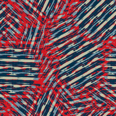 Klasik deniz mavisi, kırmızı, sarı, dikişsiz doku. Modern retro-yüzme modadan izler giyer. Memphis tarzı maskülen grunge soyut arka plan. Yüksek kaliteli jpg kumaşı.