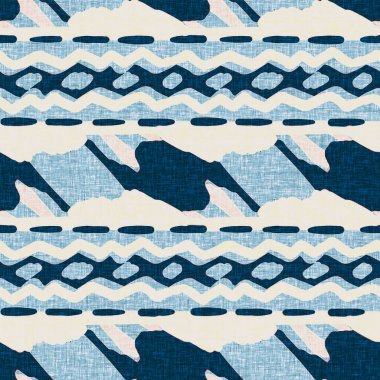 İndigo mavisi yatay kırık çizgili, denizdeki pürüzsüz desen. Modern deniz hattı çizgili denizci baskısı. Klasik Nantucket kumaş tarzı. Yaz deniz dekoru. Hazırsı erkeksi moda baskısı.