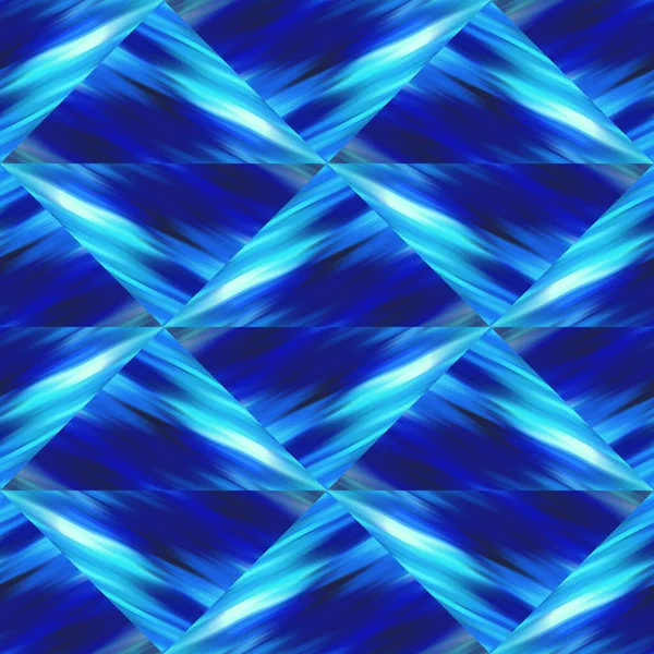 Optikai hiba háromszög tie festék geometriai textúra háttér. Zökkenőmentes folyadékáramlás hatása patchwork rács anyag. Modern nedves mosás változatos folyadék elmosódott minta. — Stock Fotó