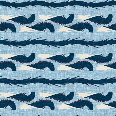 İndigo mavisi yatay kırık çizgili, denizdeki pürüzsüz desen. Modern deniz hattı çizgili denizci baskısı. Klasik Nantucket kumaş tarzı. Yaz deniz dekoru. Hazırsı erkeksi moda baskısı.