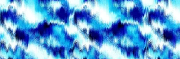 Fondo de textura de lino de franja de borde moteado azul océano. Estilo de vida costera de verano efecto de tela de agua ondulada. Material de borde de sangrado de lavado azul blu. Tejido decorativo sin costura patrón cinta de ajuste. — Foto de Stock