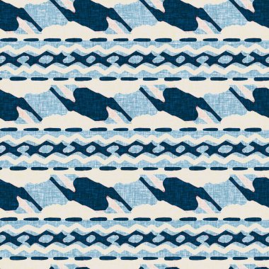 İndigo mavisi yatay kırık çizgili, denizdeki pürüzsüz desen. Modern deniz hattı çizgili denizci baskısı. Klasik Nantucket kumaş tarzı. Yaz deniz dekoru. Hazırsı erkeksi moda baskısı.